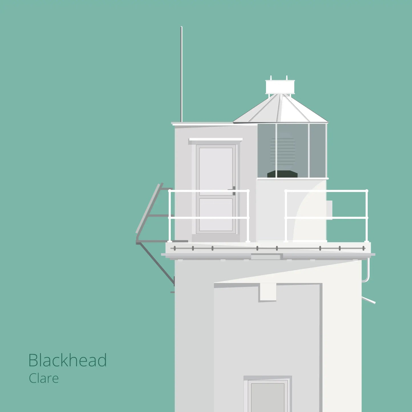 Illustration of Blackhead lighthouse on an ocean green background