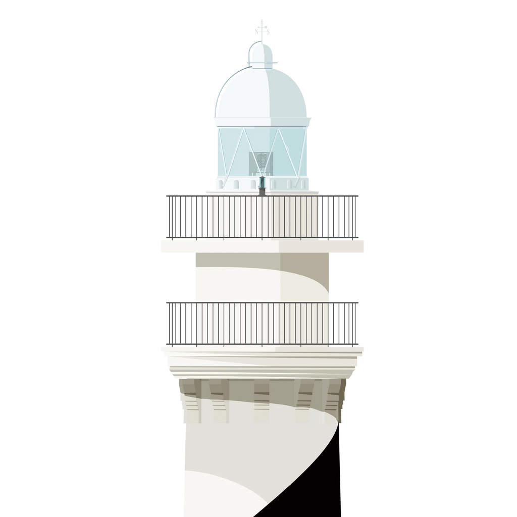 Detail of a lighthouse on a white background