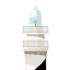 Detail of a lighthouse on a white background