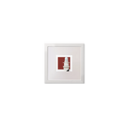 Framed artwork of a white lighthouse with two balconies and a barber pole stripe on a red background