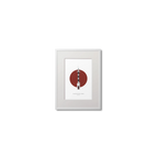 Framed minimalist art print of a lighthouse with a red circle on a white background