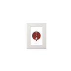 Artwork of a lighthouse on a red circle  on a white background