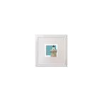 French lighthouse du Four on a light blue background, framed.