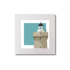 French lighthouse du Four on a light blue background, mounted.