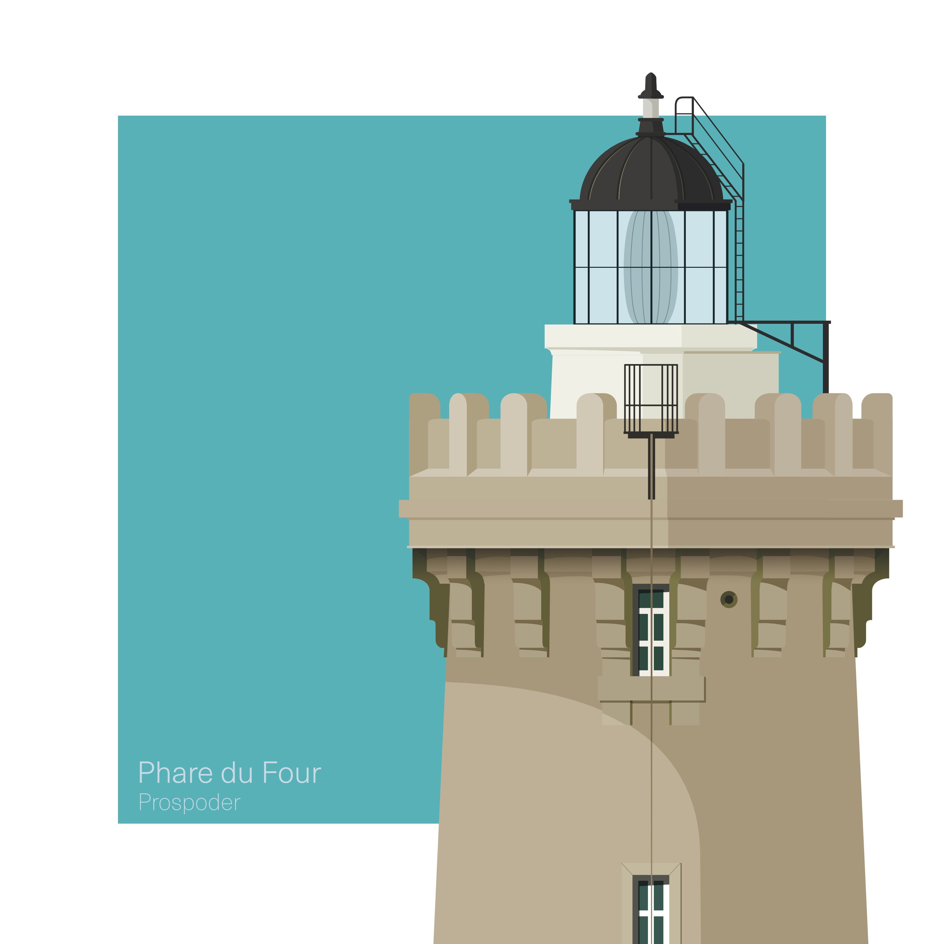 Illustration of a lighthouse with a blue background