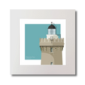 French lighthouse du Four on a light blue background, mounted.