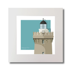 French lighthouse du Four on a light blue background, mounted.