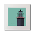 Illustration of Ballycotton lighthouse on an ocean green background, mounted and measuring 30x30cm.