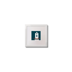 Illustration of Galley Head lighthouse on a midnight blue background,  in a white square frame measuring 10x10cm.