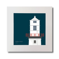 Illustration of Galley Head lighthouse on a midnight blue background, mounted and measuring 30x30cm.