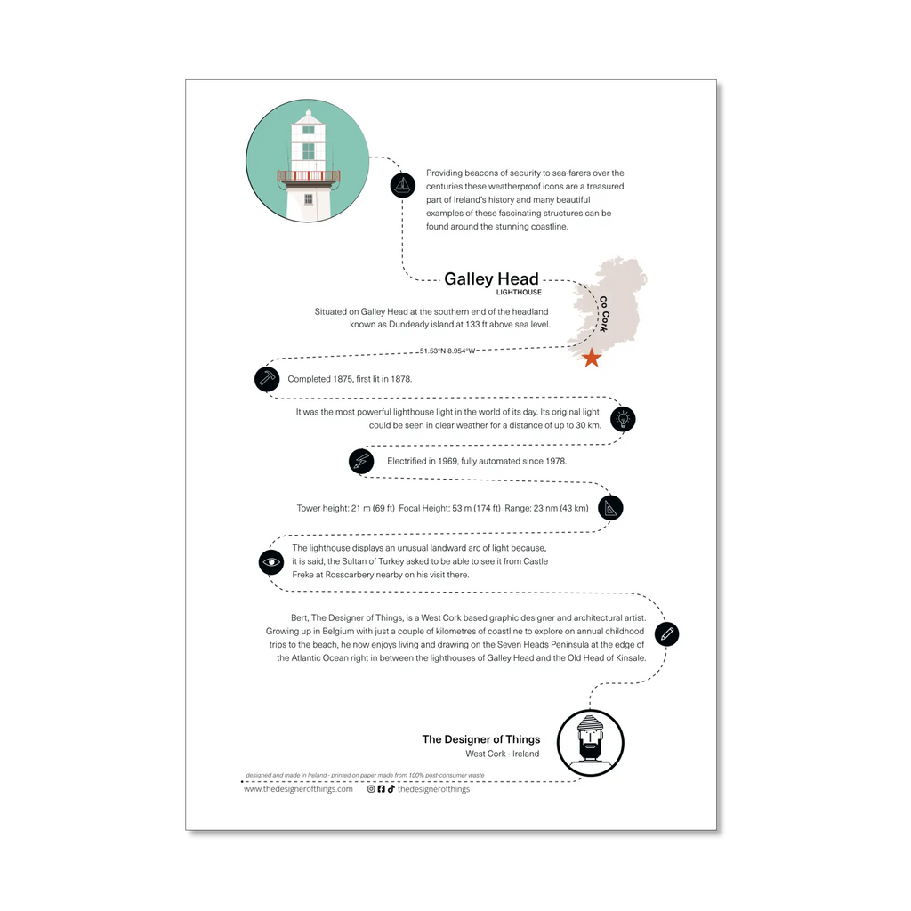 Galley Head lighthouse, County Cork, Ireland info sheet