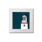 Illustration of Loop Head lighthouse on a midnight blue background, mounted and measuring 20x20cm.