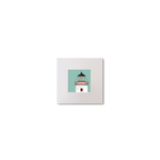 Illustration of Clare Island lighthouse on an ocean green background, mounted and measuring 10x10cm.