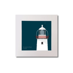 Illustration of St.John's (Donegal) lighthouse on a midnight blue background, mounted and measuring 20x20cm.