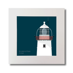 Illustration of St.John's (Donegal) lighthouse on a midnight blue background, mounted and measuring 30x30cm.
