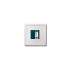 Illustration of Rathlin West lighthouse on a midnight blue background,  in a white square frame measuring 10x10cm.