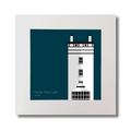 Illustration of Rathlin West lighthouse on a midnight blue background, mounted and measuring 30x30cm.