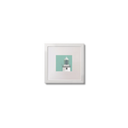 Illustration of Blackhead lighthouse on an ocean green background,  in a white square frame measuring 10x10cm.