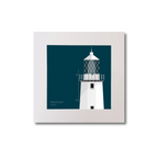 Illustration of Blackhead lighthouse on a midnight blue background, mounted and measuring 20x20cm.