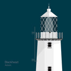 Illustration of Blackhead lighthouse on a midnight blue background