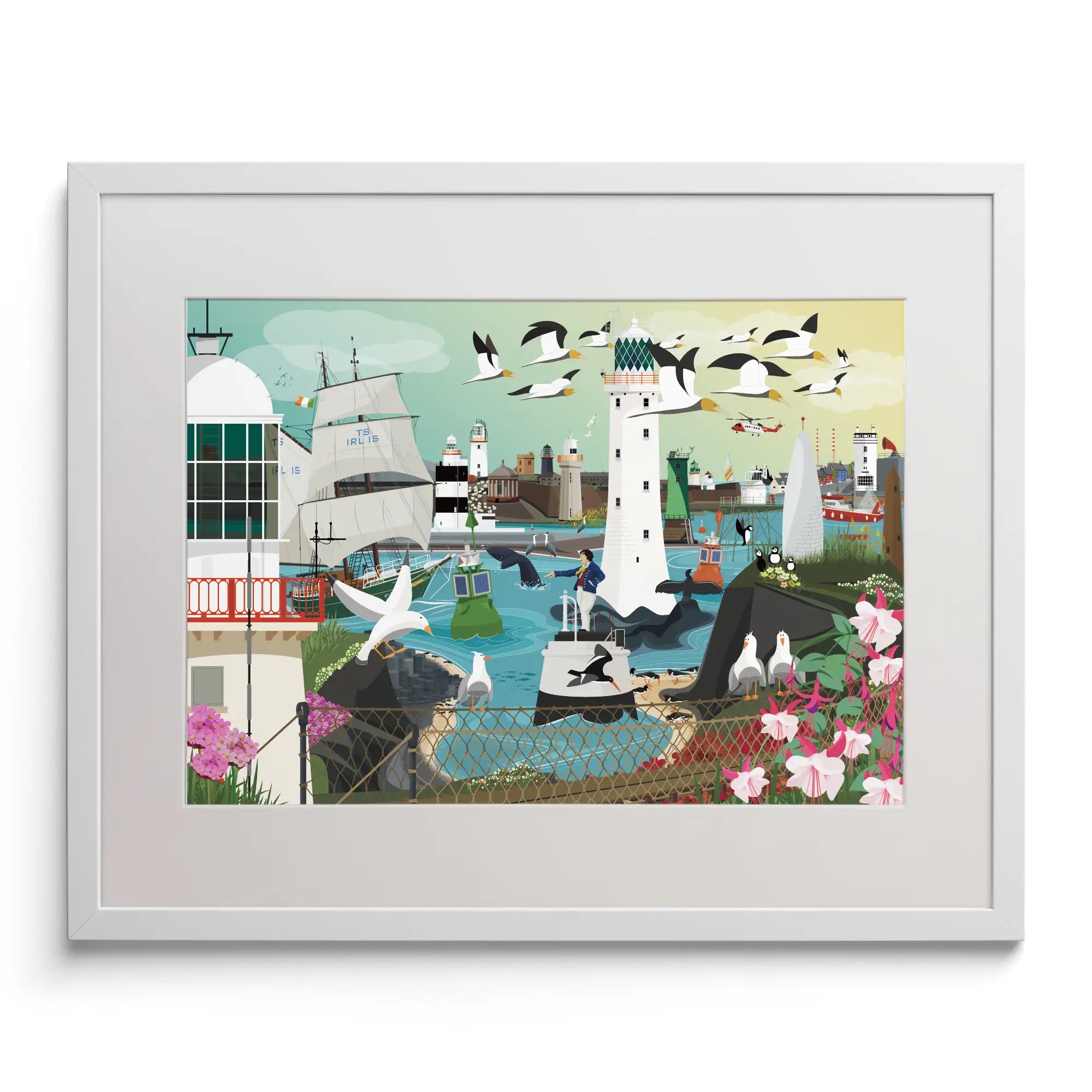 Illustrated wall art print inspired by our Coastal Ireland jigsaw