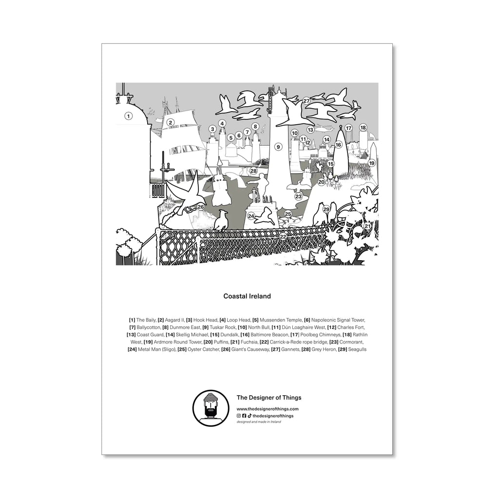 Info sheet listing all the features on the Coastal Ireland wall art print