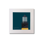 Illustration of St.John's (Down) lighthouse on a midnight blue background, mounted and measuring 20x20cm.