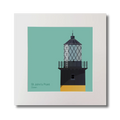 Illustration of St.John's (Down) lighthouse on an ocean green background, mounted and measuring 30x30cm.