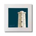 Illustration of Valentia Island lighthouse on a midnight blue background, mounted and measuring 30x30cm.
