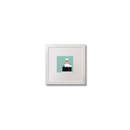Illustration of Hook Head lighthouse on an ocean green background,  in a white square frame measuring 10x10cm.