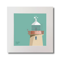 Illustration of Howth lighthouse on an ocean green background, mounted and measuring 30x30cm.