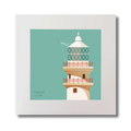 Illustration of Fastnet lighthouse on an ocean green background, mounted and measuring 30x30cm.