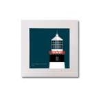 Illustration of Old Head of Kinsale lighthouse on a midnight blue background, mounted and measuring 20x20cm.