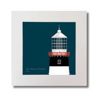 Illustration of Old Head of Kinsale lighthouse on a midnight blue background, mounted and measuring 30x30cm.