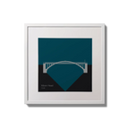 Framed artwork of a bridge on a blue background with 'Mizen Head, Cork' text.