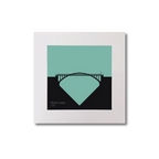 Artwork of Mizen Head  bridge on an ocean green background