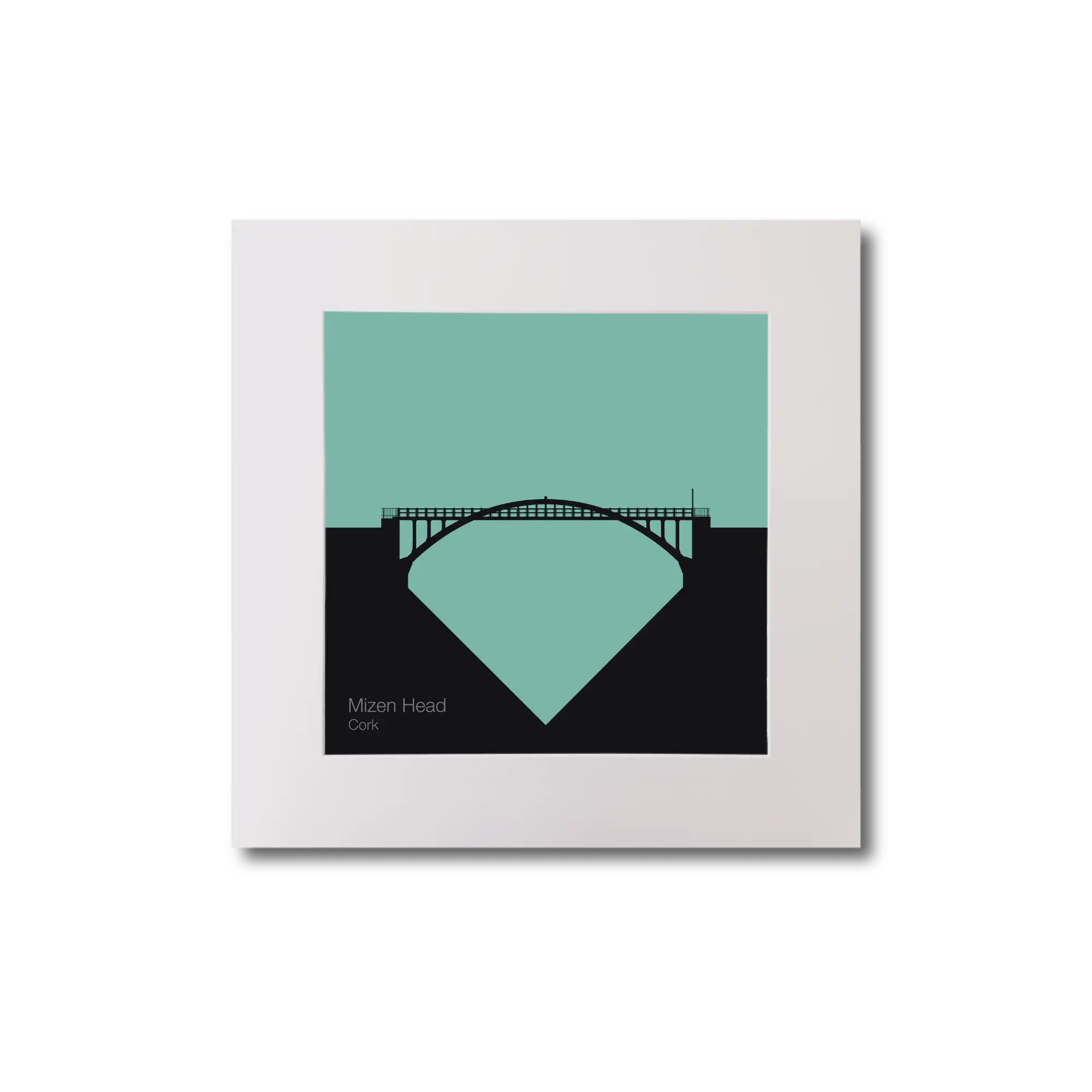 Artwork of Mizen Head  bridge on an ocean green background