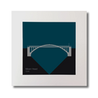 Artwork of a bridge on a midnight blue background with 'Mizen Head, Cork' text.