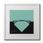 Framed artwork of Mizen Head, Cork with a teal sky and black silhouette.