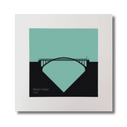 Art print of Mizen Head, Cork with a teal and black design on a white background