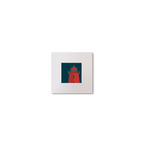 Illustration of Poolbeg lighthouse on a midnight blue background, mounted and measuring 10x10cm.