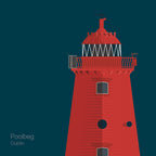 Illustration of Poolbeg lighthouse on a midnight blue background