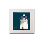 Illustration of Blackrock lighthouse on a midnight blue background, mounted and measuring 20x20cm.