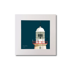 Illustration of The Baily lighthouse on a midnight blue background, mounted and measuring 20x20cm.