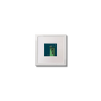 Illustration of North Bull lighthouse on a midnight blue background,  in a white square frame measuring 10x10cm.