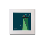 Illustration of North Bull lighthouse on a midnight blue background, mounted and measuring 20x20cm.