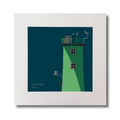 Illustration of North Bull lighthouse on a midnight blue background, mounted and measuring 30x30cm.