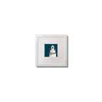 Illustration of Bull Rock lighthouse on a midnight blue background,  in a white square frame measuring 10x10cm.