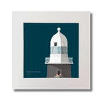 Illustration of Beeves Rock lighthouse on a midnight blue background, mounted and measuring 30x30cm.