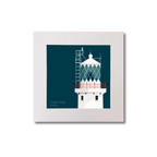 Illustration of Tuskar Rock lighthouse on a midnight blue background, mounted and measuring 20x20cm.
